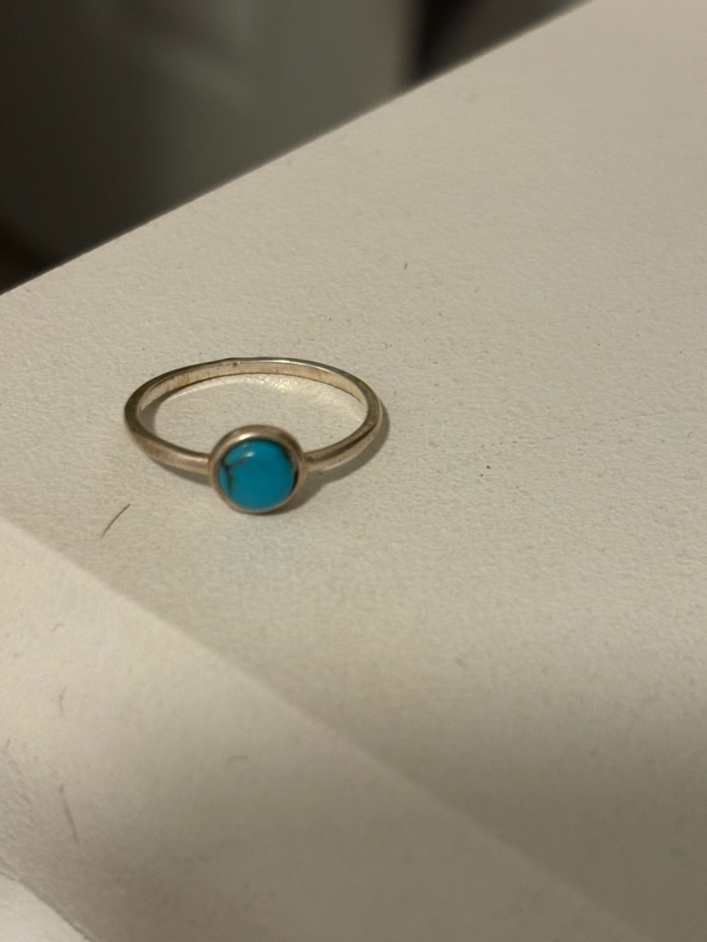 Sterling Silver Real Turquoise Bezel Ring